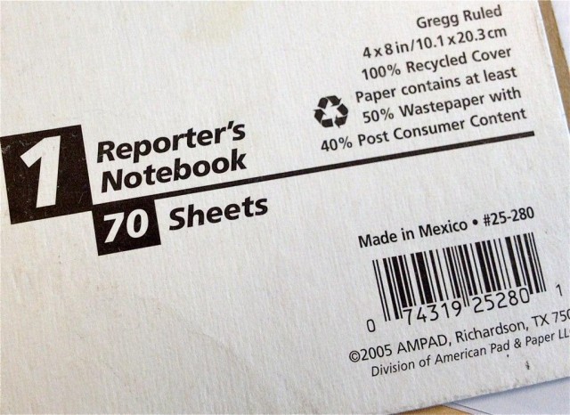 reporter's notebook in focus