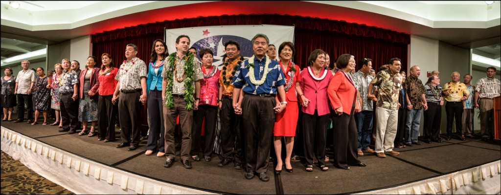 The entire Democratic Party Unity Breakfast nominees are shown in this morning after the primary image made up of three photographs.  August 14, 2014.
