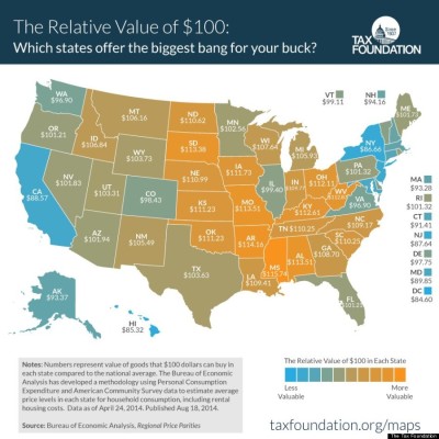 Tax Foundation map of $100