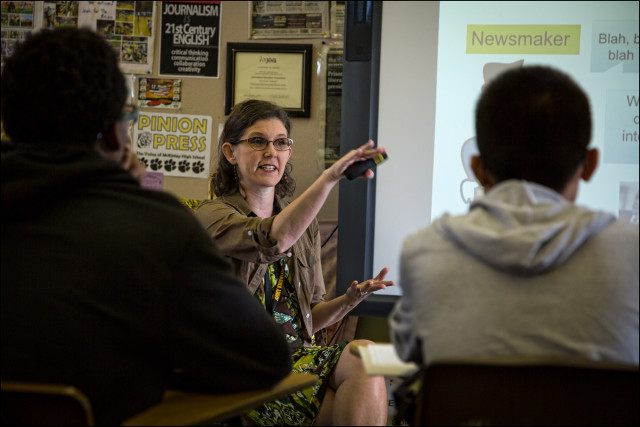McKinley High School journalism teacher Cindy Reves during class. 4.11.14  PF Bentley/Civil Beat