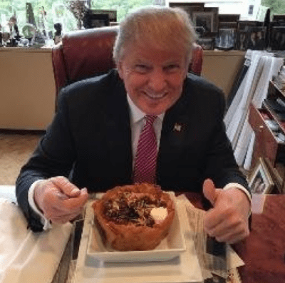 Trump tried to fend off accusations of his bias against Latinos by tweeting this photo of himself enjoying a "taco bowl" on Cinco de Mayo. 