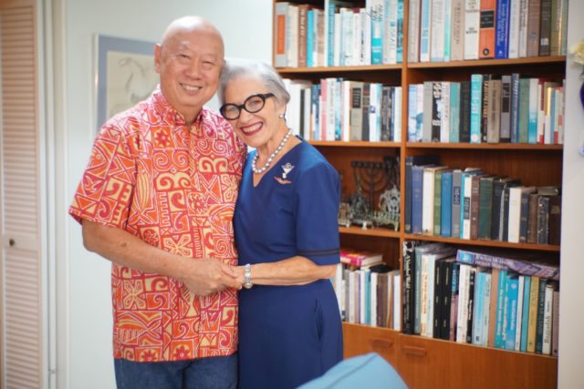 United airlines flight attendant Trudy Wong with husband Alvin Wong at their residence.